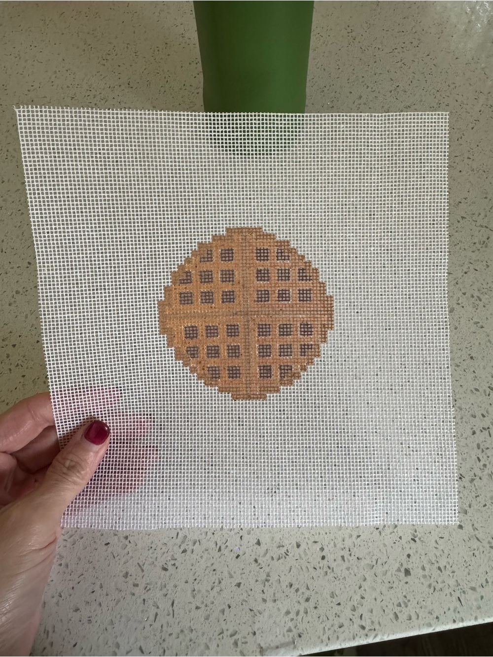 Needlepoint Waffle Canvas - Beige Brown